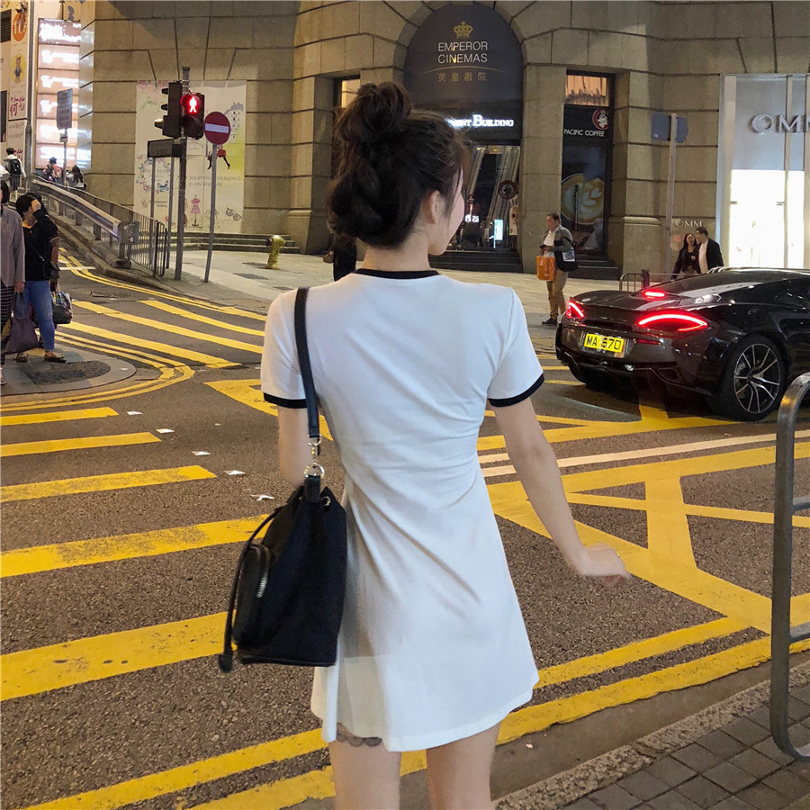 VK旗艦店 韓國風名媛氣質修身顯瘦t恤裙短袖洋裝