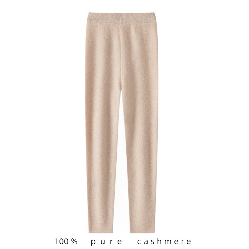 Women's Cashmere Pants, Thin Wool Pants, Slim-Fit Leggings, High-Waisted Thermal Pants, Knitted Wool Pants, Wool Pants, Women's Fleece Pants