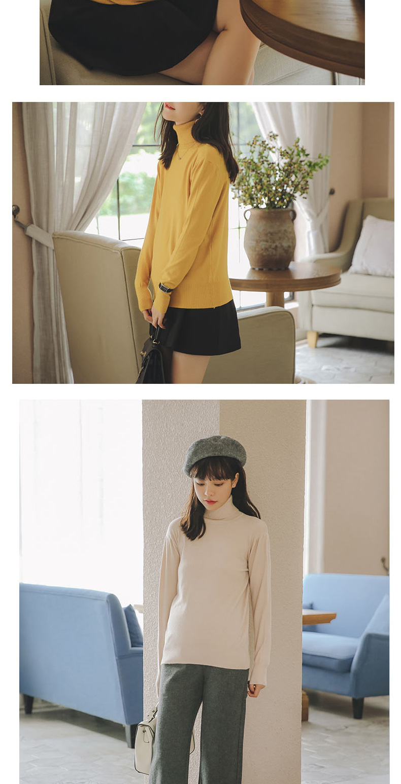 Bà bầu áo len mùa thu đáy áo sơ mi Hàn Quốc áo len mùa thu và áo len mùa đông ngắn đoạn cổ cao áo len mùa đông đầm bầu đẹp