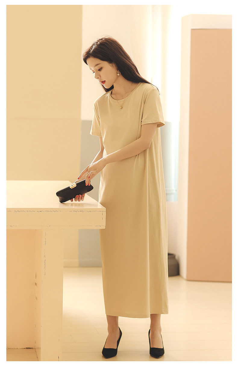 Платье для беременных 米度丽孕妇装夏装上衣孕妇连衣裙夏季外出时尚高端短袖t恤长裙子 M degrees Korea