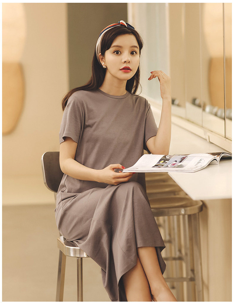 Платье для беременных 米度丽孕妇装夏装上衣孕妇连衣裙夏季外出时尚高端短袖t恤长裙子 M degrees Korea