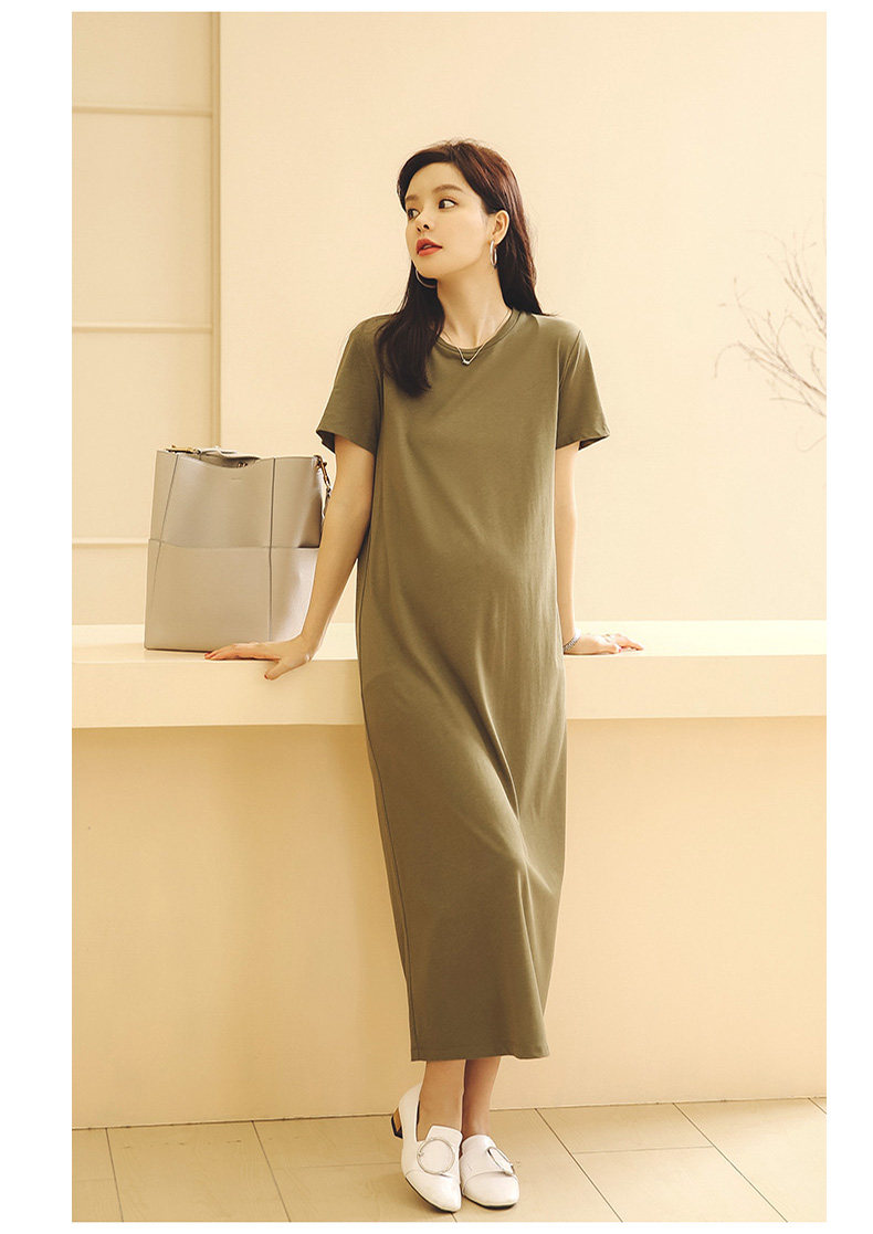 Платье для беременных 米度丽孕妇装夏装上衣孕妇连衣裙夏季外出时尚高端短袖t恤长裙子 M degrees Korea