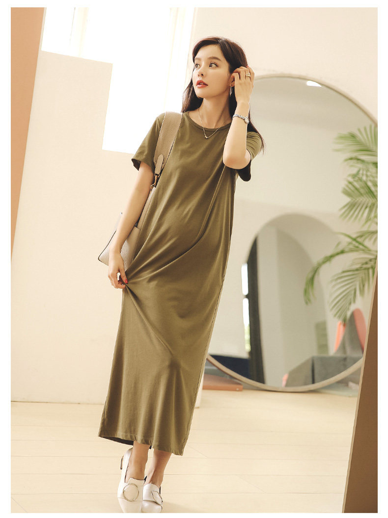 Платье для беременных 米度丽孕妇装夏装上衣孕妇连衣裙夏季外出时尚高端短袖t恤长裙子 M degrees Korea