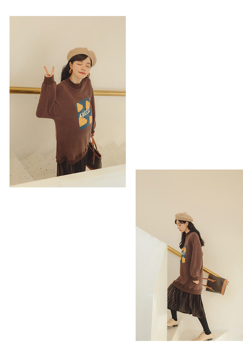 Платье для беременных 孕妇连衣裙孕妇装秋冬款冬季孕妇裙子卫衣中长款加绒加厚秋装冬装