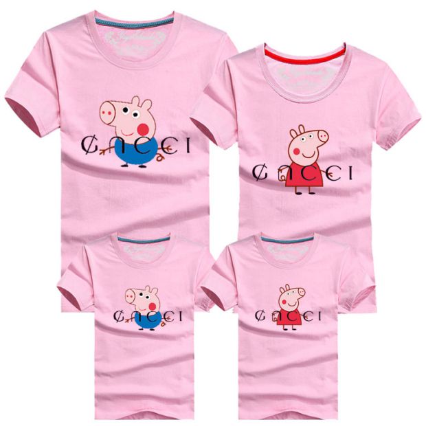 Váy hè mới 2018 cho bố mẹ con tròn cổ cotton cho mẹ mùa hè nhà đầy đủ ba hoặc bốn chiếc áo thun ngắn tay áo thun gia đình