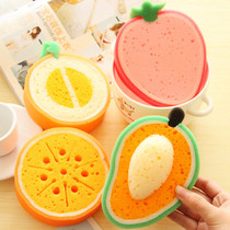 58) Fruit thickened sponge scouring cloth decontamination dish cloth dish towel non-stick oil sponge wipe