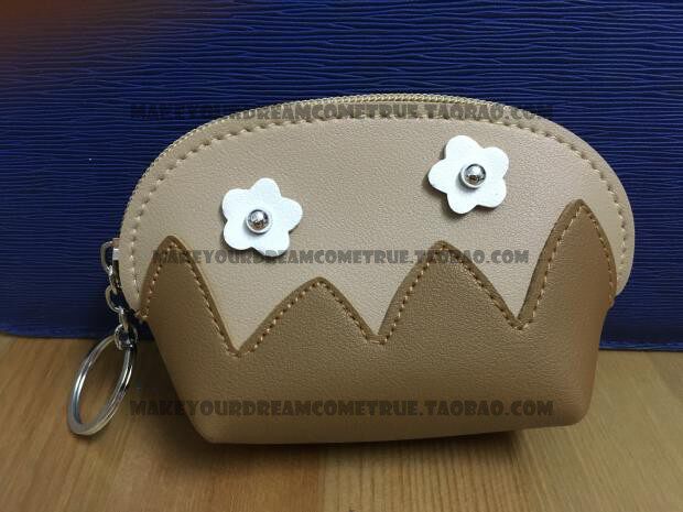 Creative Solid Splicing Small Fresh Flowers Leather Semi-circular Zero Wallet Card Bag Containing bag Key buckle hanging ornament