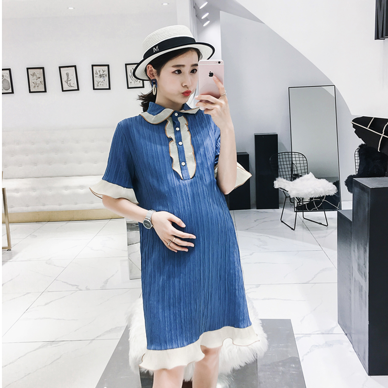 Maternity dress Western style 2021 maternity dress summer fashion hot mom personality ruffle short sleeve Chiffon summer skirt