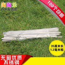 100 Thickened 35cm Stainless Steel Flat Sign Meat Bunch Flat Needle String Meat Grilled Stainless Steel