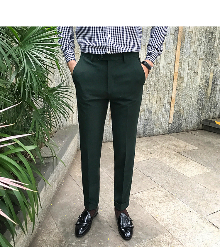 Jie Mo 2018 thu đông mới thời trang mới Slim phiên bản Hàn Quốc của quần ống suông nam Anh giản dị kinh doanh quần âu quần tây nam đẹp