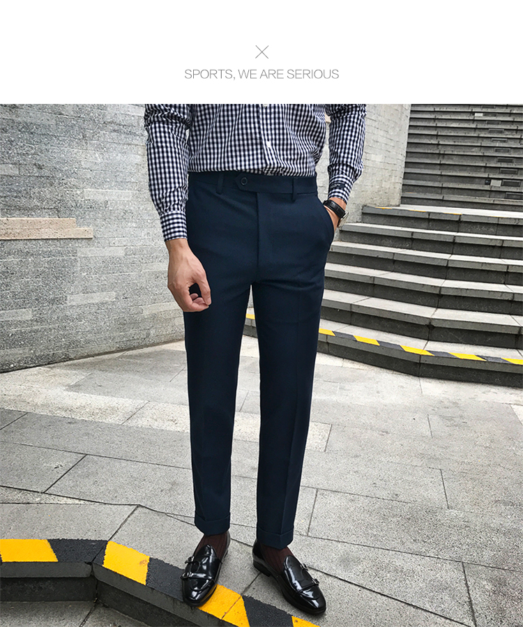 Jie Mo 2018 thu đông mới thời trang mới Slim phiên bản Hàn Quốc của quần ống suông nam Anh giản dị kinh doanh quần âu quần tây nam đẹp