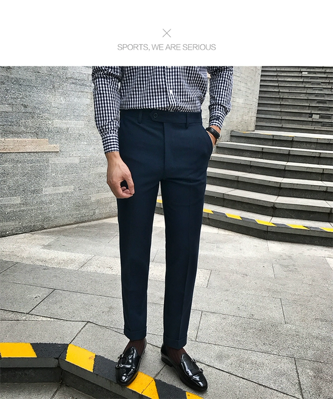 Jie Mo 2018 thu đông mới thời trang mới Slim phiên bản Hàn Quốc của quần ống suông nam Anh giản dị kinh doanh quần âu
