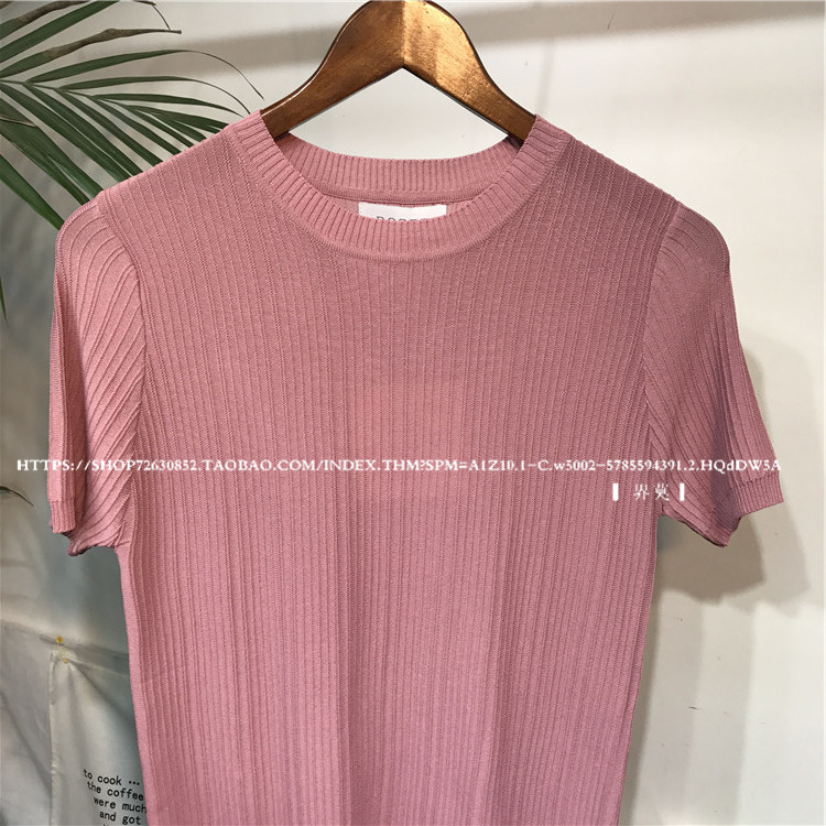 Mùa xuân và mùa hè mới Slim nam ngắn tay đan stereo băng lụa vòng cổ T-Shirt nửa tay áo đầu màu rắn t-shirt