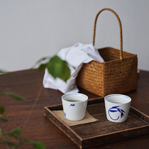 Selective scientist small blue cup series A hand-painted blue and white ceramic water cup coffee cup pig mouth cup customized Japanese style