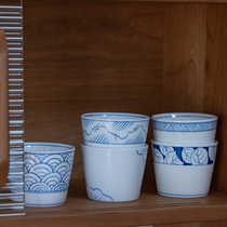 Selective scientist small blue Cup Series B hand-painted blue and white ceramic water cup coffee cup pig mouth cup customized Japanese style