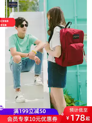 (Recommended by Weia)JanSport Jasper classic upgrade backpack female student school bag INS tide wine red