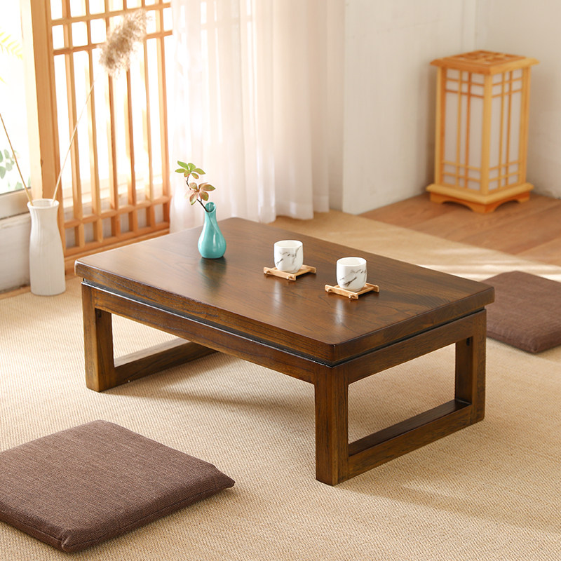 Floating window small table solid wood tatami coffee table balcony Japanese tea table Zen Chinese learning table floor Kang table simple