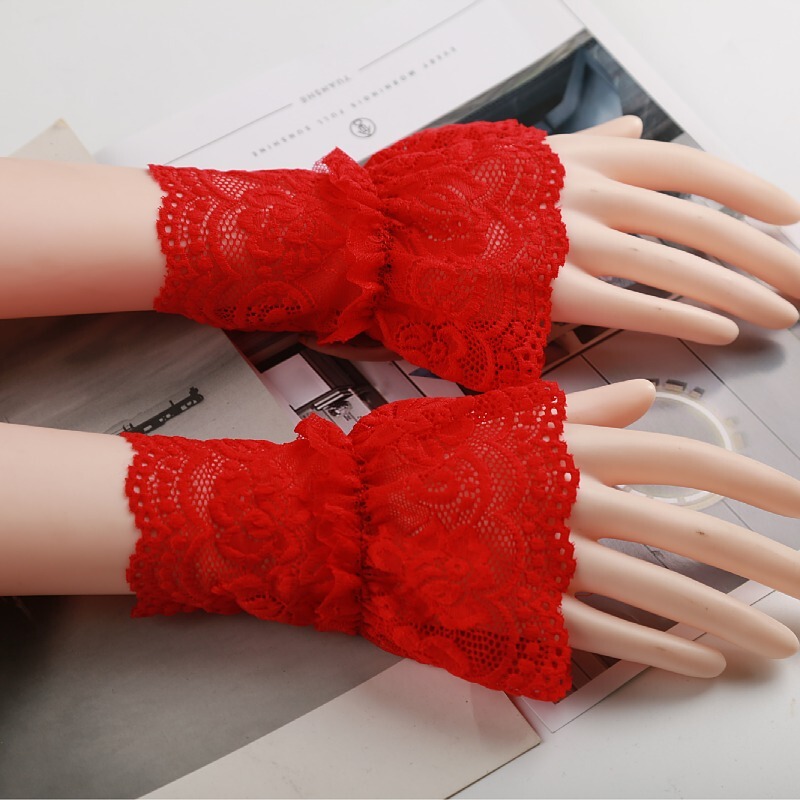 Spring and Autumn Style Black Wrist Cuffs with Bell Sleeves for Women, Lace Fake Sleeves, Arm Covers, Decorative Sweater and Sweatshirt Cuffs
