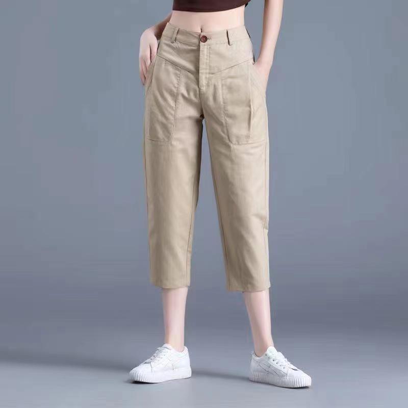 Hangzhou Good Goods Pure Cotton Harem Pants for Women 2023 New Casual Pants Summer Thin Seven-Point Pants Women's Cotton Pants Breeches