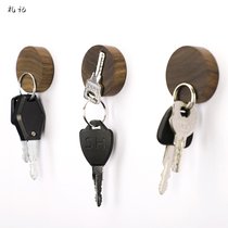 Nordic Ins Creative Solid Wood Key Hooks Magnet Stick Hook Genguan Wall Containing Hook Wooded Magnetic Suction Fridge Sticker