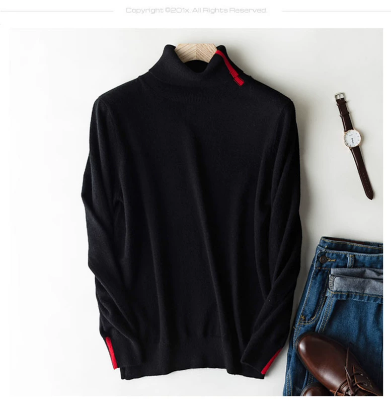 [Bắt đầu độc quyền] 2018 áo len cashmere mới nam cao ve áo màu rắn kinh doanh áo len giản dị đích thực