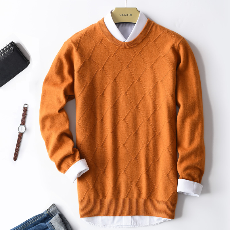Mùa thu và mùa đông áo len cashmere mới cho nam áo len cổ tròn lỏng màu rắn đan áo len đáy quần nam kinh doanh đích thực shop đồ nam cao cấp