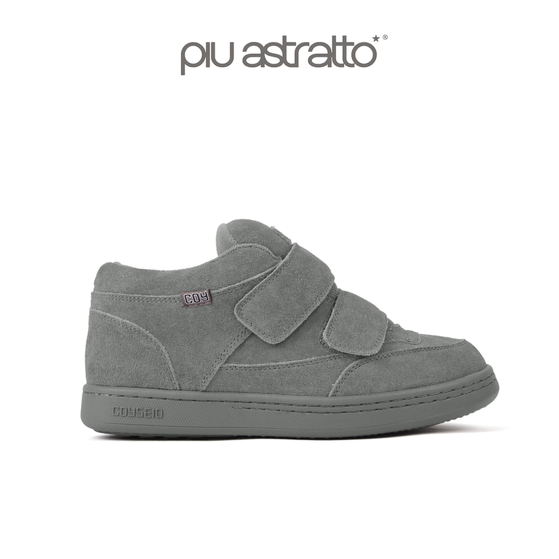 Piu Abstract Velcro Thick-Soled Genuine Leather Suede High-Top Loafers