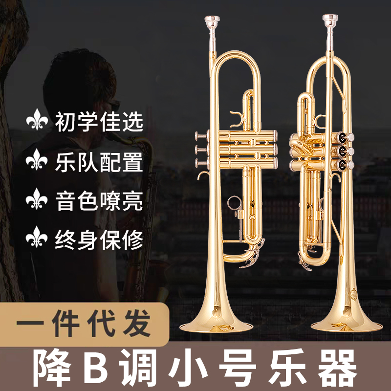 New trumpet instrument B-down three-tone trumpet beginner playing examination Band Church Western musical instrument