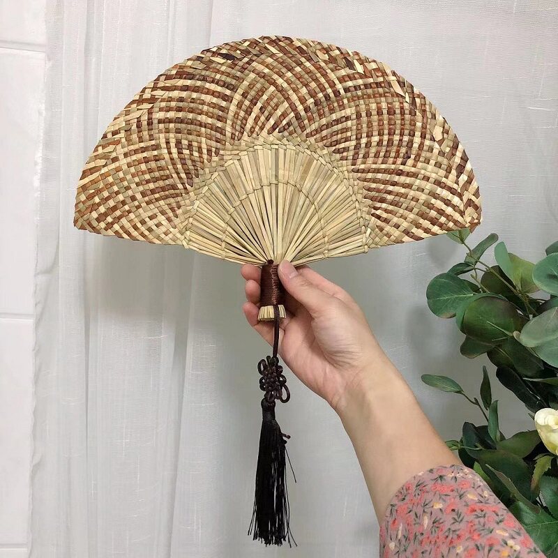 菁扇工艺扇民俗工艺品夏季扇子老式手摇扇灯芯草编织驱蚊扇乘凉扇-阿里巴巴