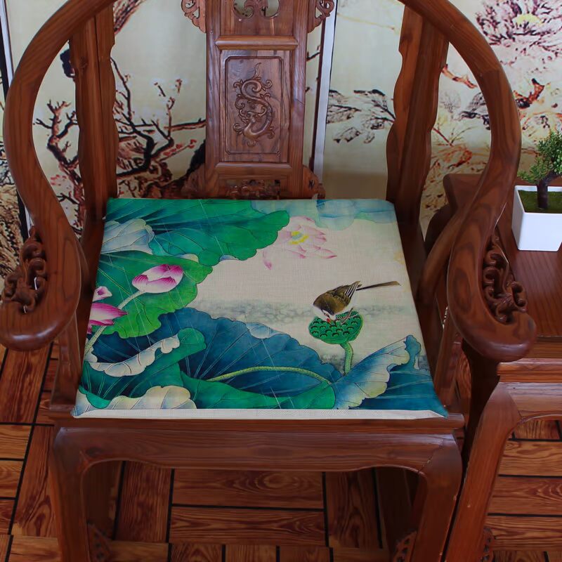 Trung Quốc phong cách hoa sen mực Mới phong cách Trung Quốc đệm cổ điển gỗ gụ sofa đệm pad ăn ghế đệm dày đệm ghế giá đệm ghế sofa gỗ