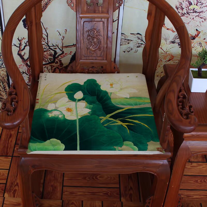 Trung Quốc phong cách hoa sen mực Mới phong cách Trung Quốc đệm cổ điển gỗ gụ sofa đệm pad ăn ghế đệm dày đệm ghế giá đệm ghế sofa gỗ