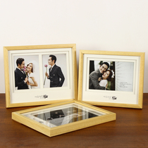 Table placement large photo frame photos Simple modern home decoration Korean wedding photos Solid wood table custom wedding photos