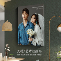 Custom photo frame wall art micro-spray canvas frameless painting production wedding photo family photo studio photo zoom in