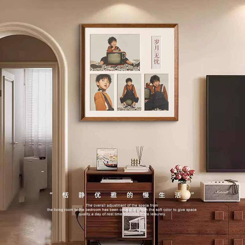 Photo Printing and Layout 6inch Plus 8inch Creative Grid Combination Square Photo Frames for Children's First Birthday, Wall Hanging Photo Printing and Layout 6inch Plus 8inch Creative Grid Combination Square Photo Frames for Children's First Birthday, Wall Hanging