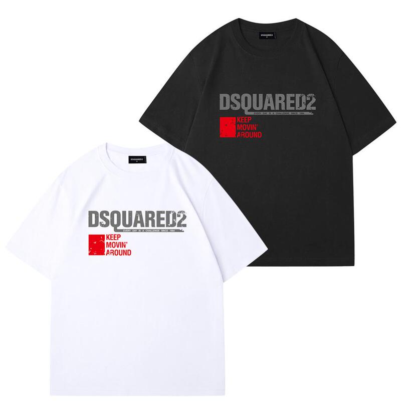 Dsquared2 New Fashion Versatile D2 Square Men's Logo Cotton Jersey T-Shirt Trendy Clothing