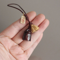 紫檀雕刻嵌银称心如意莲蓬吊坠手机包挂饰钥匙扣把件挂件礼品