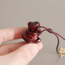 紫檀雕刻青蛙呱呱来财心想事成吊坠手机包挂饰钥匙扣把件挂件礼品