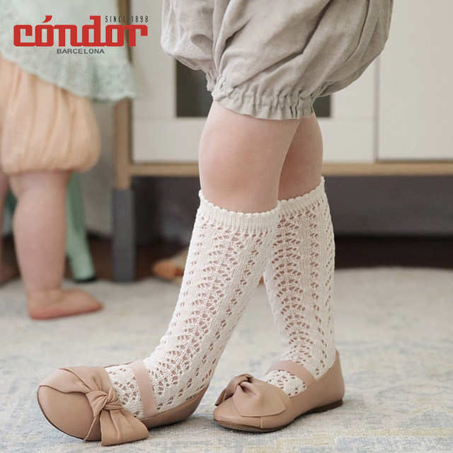 Spanish Condor girls mesh socks mid-high socks for baby hollow spring thin and summer breathable cotton soft socks mid-high socks