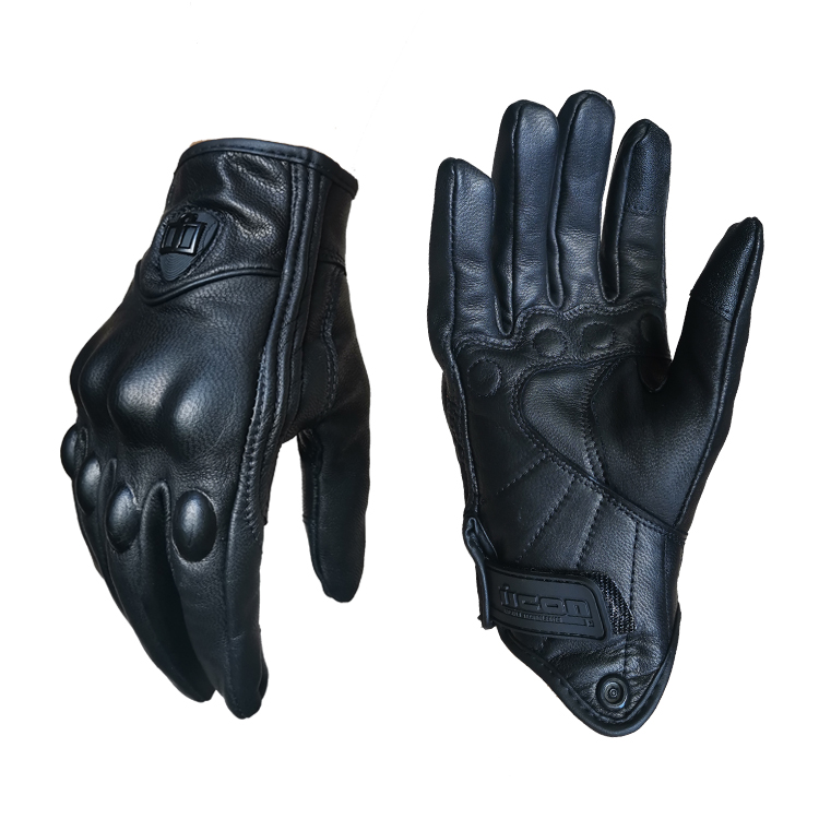 Male and female touch screen Icon locomotive windproof and anti-fall riding locomotive spring and autumn summer cross country genuine leather gloves