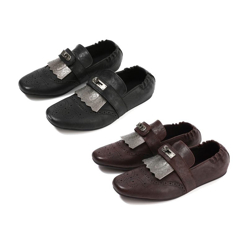 Taichiism Metal Carved Slip-On Detachable Derby Leather Shoes Casual Mules Oil Wax Genuine Leather Summer
