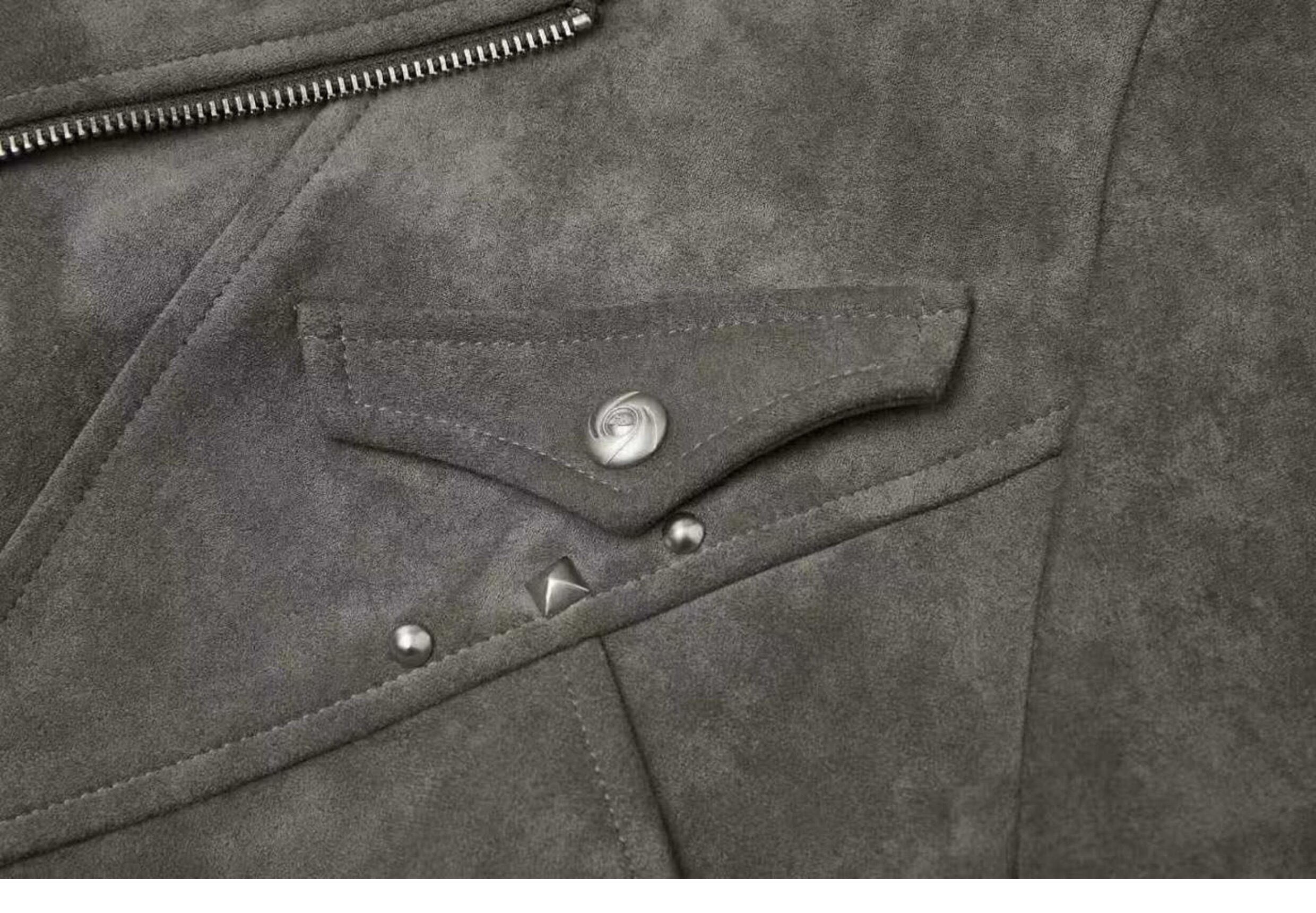 TAICHIISM Studded Boxy Suede Jacket