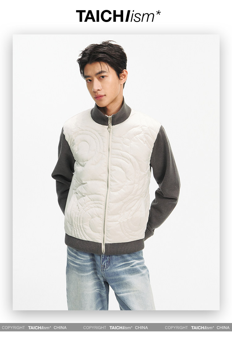 TAICHIISM 131g Wool-Blend Knit Paneled Down Slim Jacket