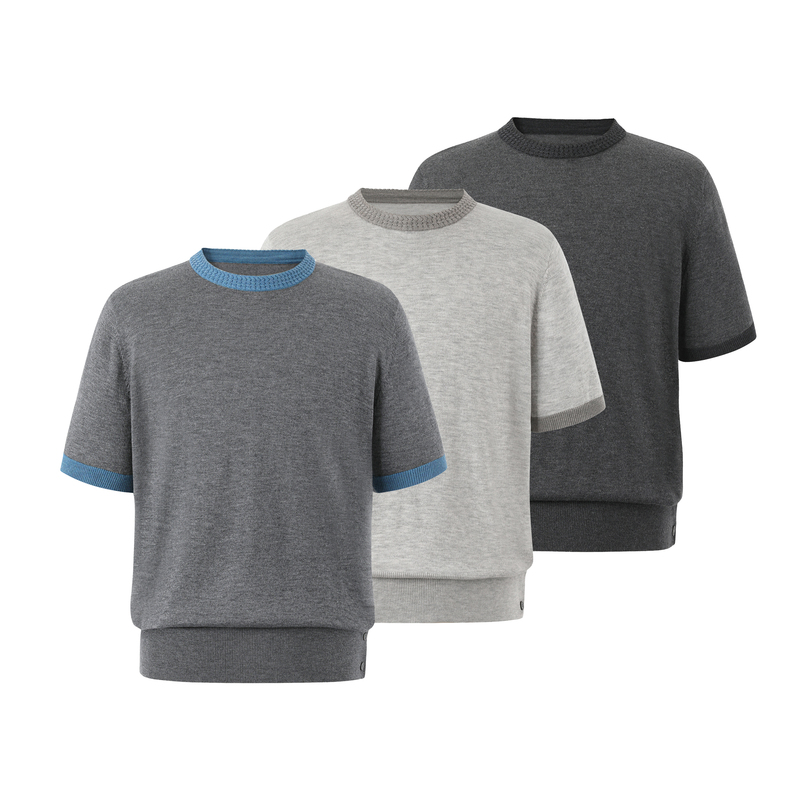 Taichiism Cashmere Blend Minimalist Old Money Summer Color Block Knit Pullover Color Block Crew Neck Short Sleeve T-Shirt