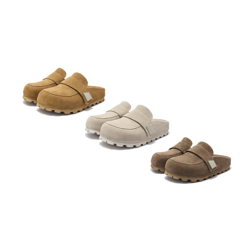 Taichiism “Le Fu Fat Toe” Birkenstock-Style Italian Suede Height-Increasing Slippers Minimalist Velcro Mules