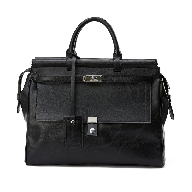 Taichiism Scholar-Style Oil-Waxed Vintage Handbag, Spring/Summer Black Trendy Single-Shoulder Buckle Crossbody Bag