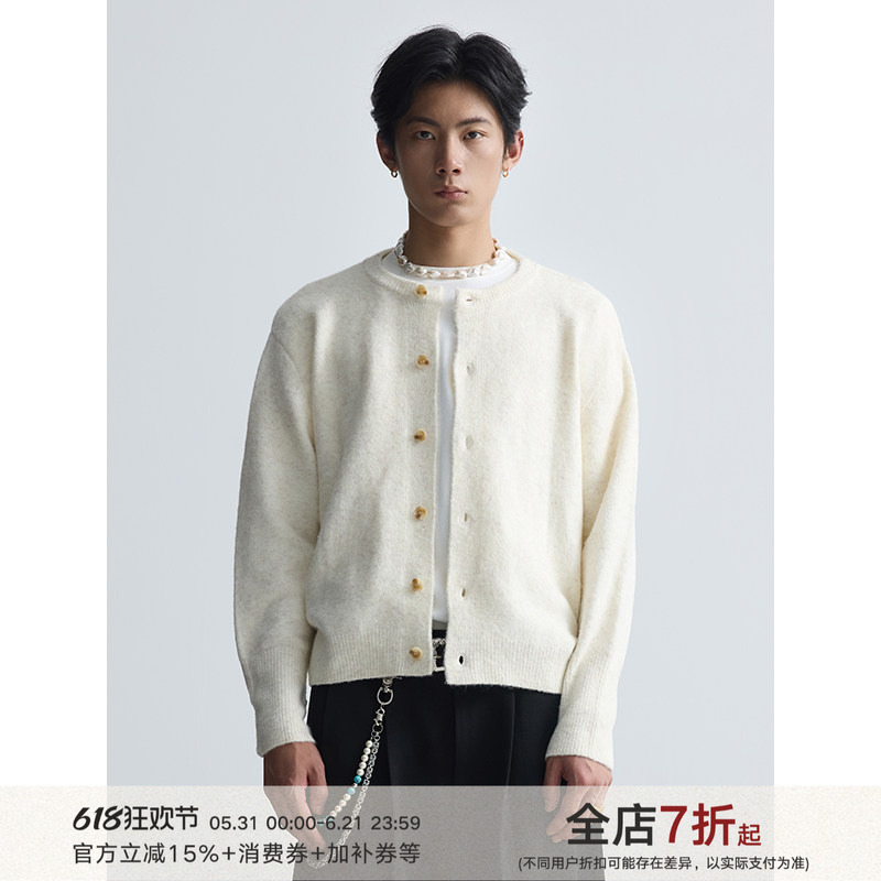 Taichiism Wool Blend Cardigan Button Knit Round Neck Double Yarn Cardigan Spring and Autumn Versatile Lazy Sweater Taichiism Wool Blend Cardigan Button Knit Round Neck Double Yarn Cardigan Spring and Autumn Versatile Lazy Sweater