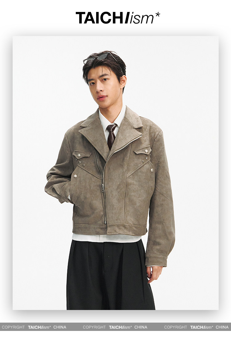 TAICHIISM Studded Boxy Suede Jacket