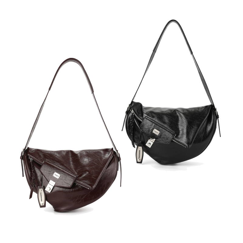 Taichiism 26Fw Waxed Leather Deconstructed Style Cleanfit Fold-Over Crossbody Bag Taichiism 26Fw Waxed Leather Deconstructed Style Cleanfit Fold-Over Crossbody Bag