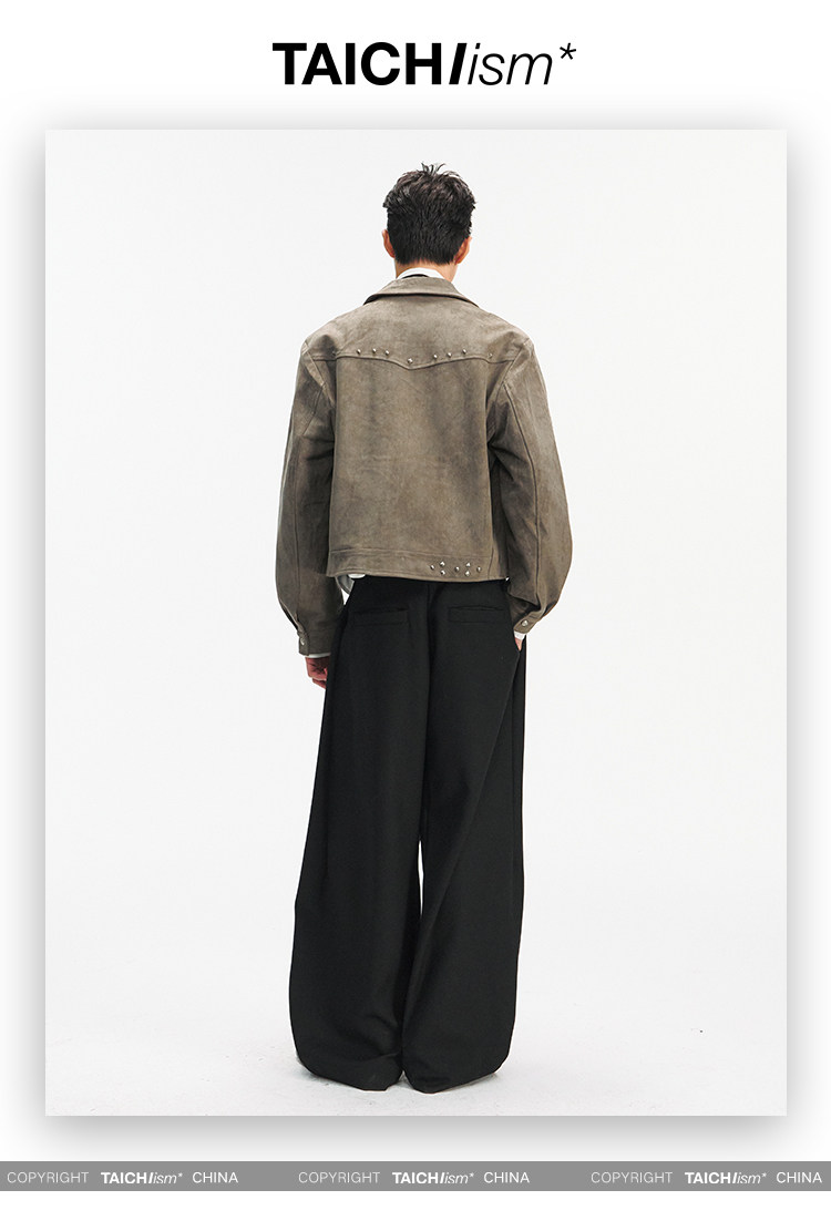 TAICHIISM Studded Boxy Suede Jacket