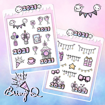 Brying Q] Original small sticker cross year series ins and American wind hand tents cute everyday 2021 stickers